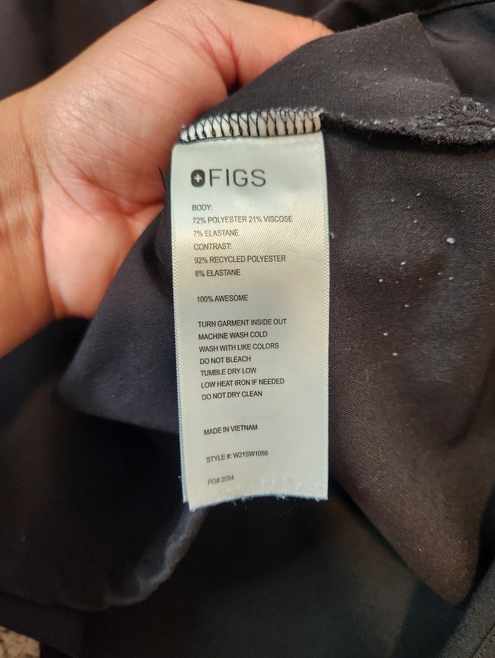 Figs Nala Scrub Polo Long Sleeve Black Technical collection Size XL - Picture 4 of 7